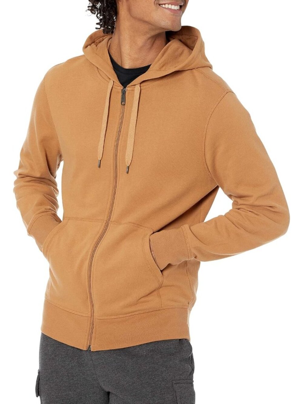 Amazon Essentials Men's Tan Lightweight French Terry Full ZIP Hoodies